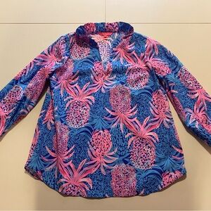 Lilly Pulitzer Pink and Blue Tropical Top